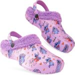Disney Stitch Clogs for Women Winter Fleece Lining Warm Slip On Sandals Outdoor Garden Shoes with Strap Gifts for Women-0