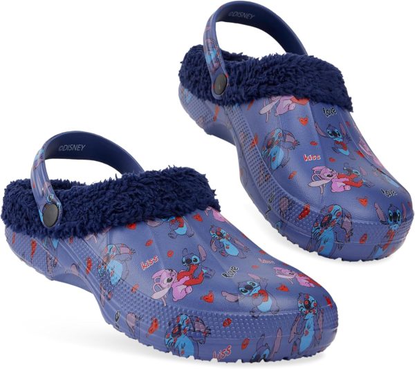 Disney Stitch Clogs for Women Winter Fleece Lining Warm Slip On Sandals Outdoor Garden Shoes with Strap Gifts for Women-0