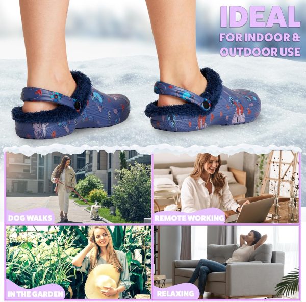 Disney Stitch Clogs for Women Winter Fleece Lining Warm Slip On Sandals Outdoor Garden Shoes with Strap Gifts for Women-4