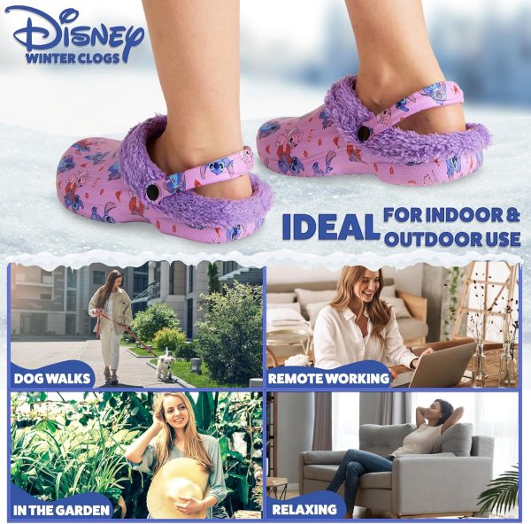 Disney Stitch Clogs for Women Winter Fleece Lining Warm Slip On Sandals Outdoor Garden Shoes with Strap Gifts for Women-4