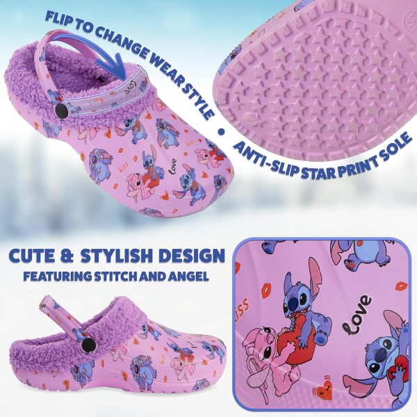 Disney Stitch Clogs for Women Winter Fleece Lining Warm Slip On Sandals Outdoor Garden Shoes with Strap Gifts for Women-3